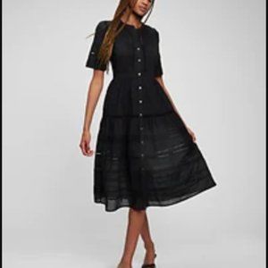 Women’s petite XS black Gap Lace Button-front Midi Dress